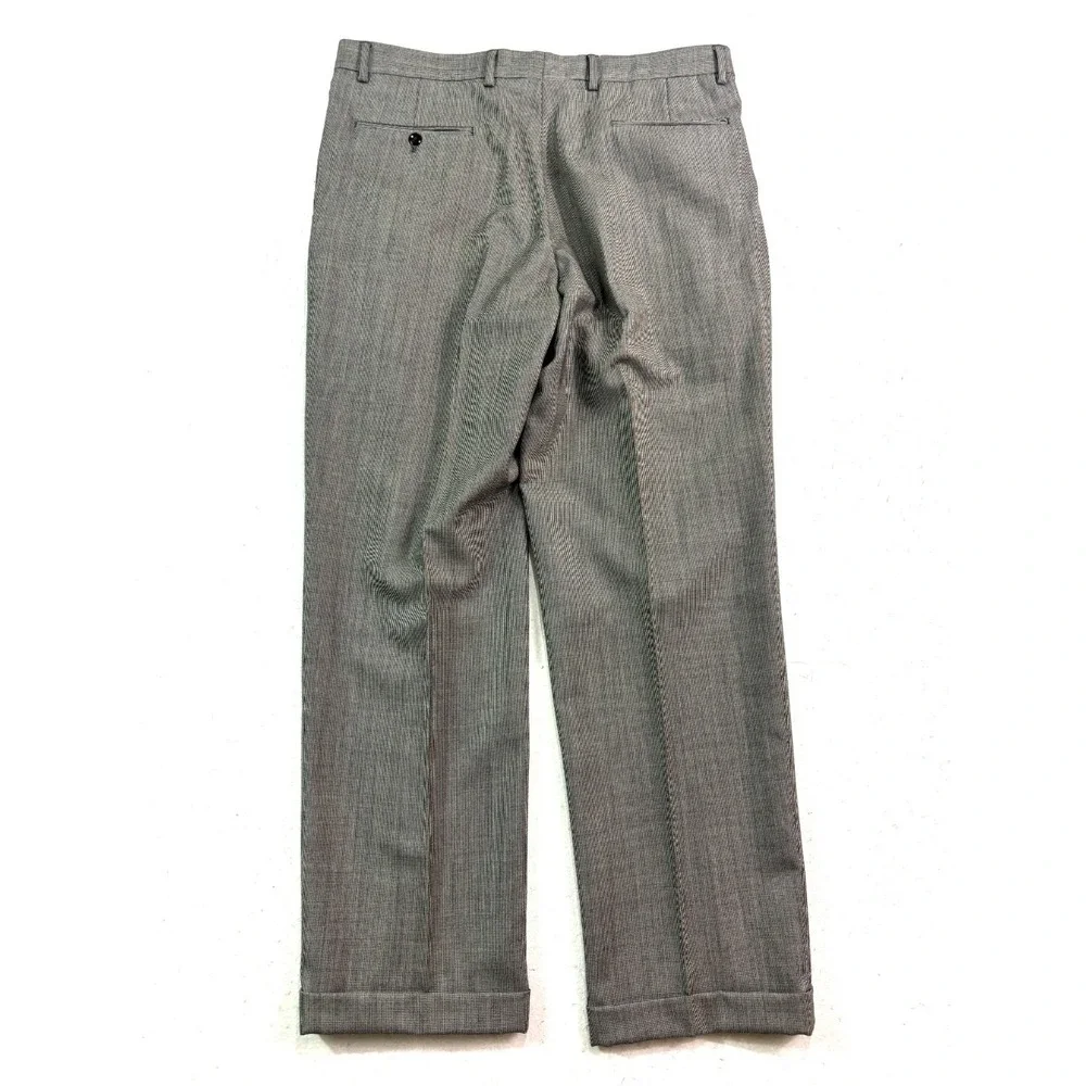 Jos A Bank 38x32‎ Black White Houndstooth Suit Pants 100% Wool Pleated Trousers